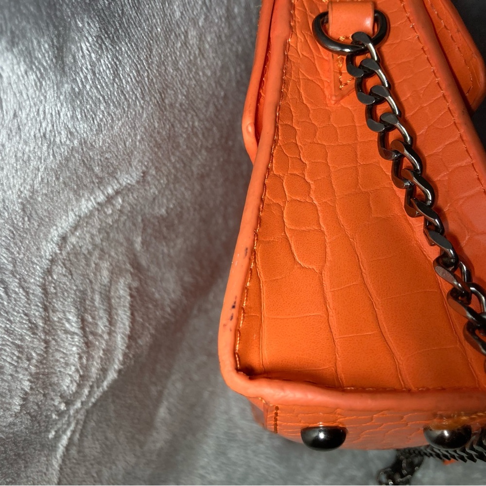 Zara Orange Croc-Embossed Mini Bag - Picture 11 of 11